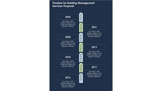 Timeline For Building Management Services Proposal One Pager Sample Example Document Timeline For Building Management Services Proposal One Pager Sample Example Document
