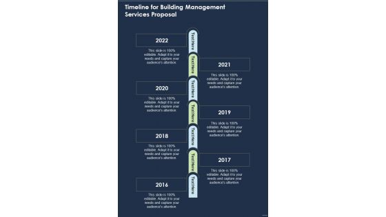 Timeline For Building Management Services Proposal One Pager Sample Example Document