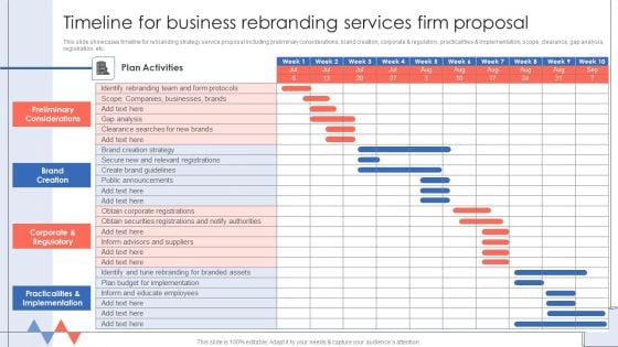 Timeline For Business Rebranding Services Firm Proposal Inspiration PDF