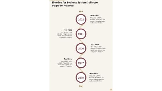 Timeline For Business System Software Upgrade Proposal One Pager Sample Example Document
