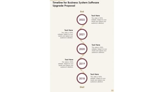 Timeline For Business System Software Upgrade Proposal One Pager Sample Example Document Timeline For Business System Software Upgrade Proposal One Pager Sample Example Document