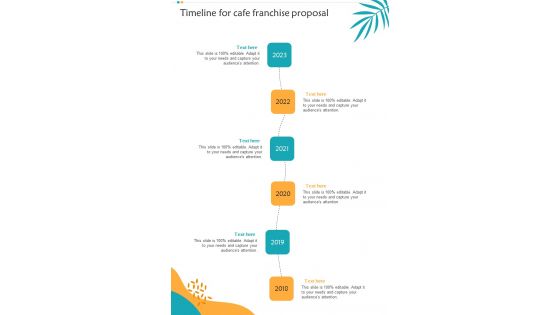 Timeline For Cafe Franchise Proposal One Pager Sample Example Document