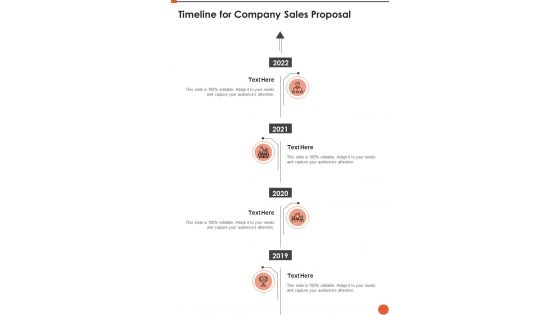 Timeline For Company Sales Proposal One Pager Sample Example Document