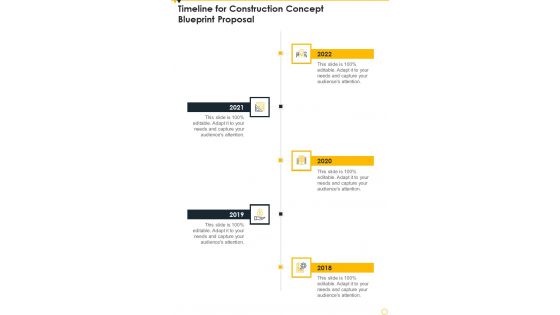 Timeline For Construction Concept Blueprint Proposal One Pager Sample Example Document