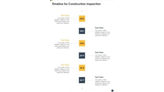 Timeline For Construction Inspection One Pager Sample Example Document