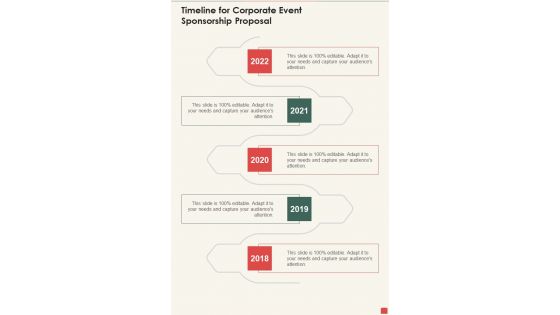 Timeline For Corporate Event Sponsorship Proposal One Pager Sample Example Document