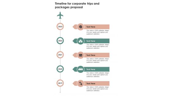Timeline For Corporate Trips And Packages Proposal One Pager Sample Example Document