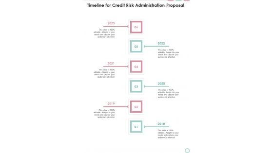 Timeline For Credit Risk Administration Proposal One Pager Sample Example Document Timeline For Credit Risk Administration Proposal One Pager Sample Example Document