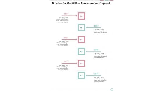 Timeline For Credit Risk Administration Proposal One Pager Sample Example Document