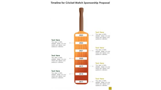 Timeline For Cricket Match Sponsorship Proposal One Pager Sample Example Document