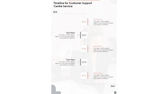 Timeline For Customer Support Centre Service One Pager Sample Example Document Timeline For Customer Support Centre Service One Pager Sample Example Document