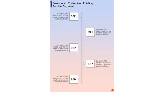 Timeline For Customized Painting Service Proposal One Pager Sample Example Document Timeline For Customized Painting Service Proposal One Pager Sample Example Document