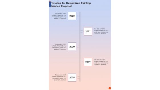 Timeline For Customized Painting Service Proposal One Pager Sample Example Document