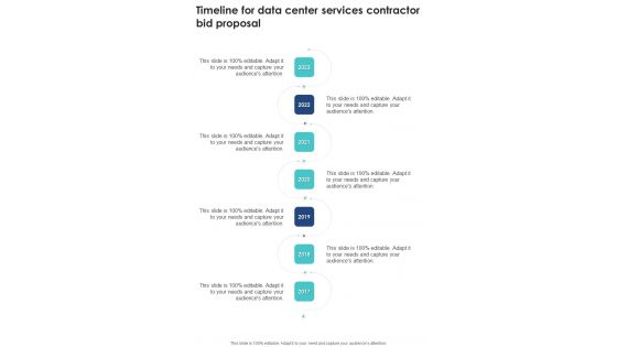 Timeline For Data Center Services Contractor Bid Proposal One Pager Sample Example Document