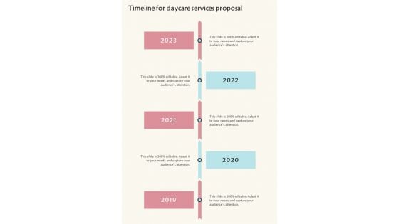 Timeline For Daycare Services Proposal One Pager Sample Example Document