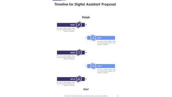 Timeline For Digital Assistant Proposal One Pager Sample Example Document