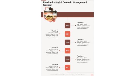 Timeline For Digital Cafeteria Management Proposal One Pager Sample Example Document Timeline For Digital Cafeteria Management Proposal One Pager Sample Example Document