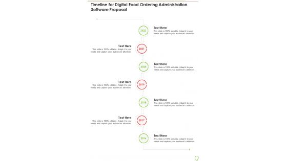 Timeline For Digital Food Ordering Administration Software Proposal One Pager Sample Example Document