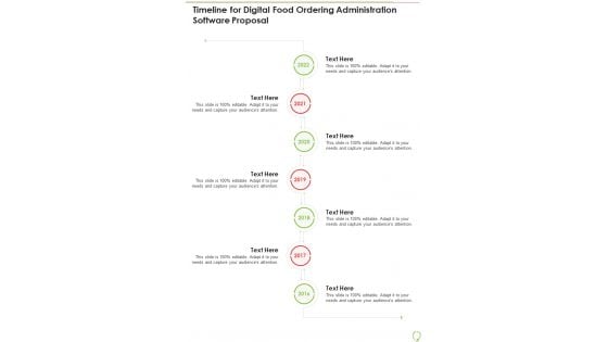 Timeline For Digital Food Ordering Administration Software Proposal One Pager Sample Example Document Timeline For Digital Food Ordering Administration Software Proposal One Pager Sample Example Document
