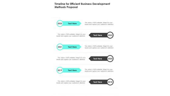 Timeline For Efficient Business Development Methods Proposal One Pager Sample Example Document
