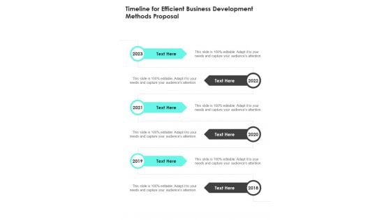 Timeline For Efficient Business Development Methods Proposal One Pager Sample Example Document Timeline For Efficient Business Development Methods Proposal One Pager Sample Example Document