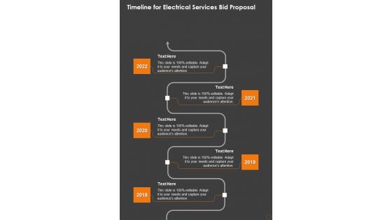 Timeline For Electrical Services Bid Proposal One Pager Sample Example Document Timeline For Electrical Services Bid Proposal One Pager Sample Example Document