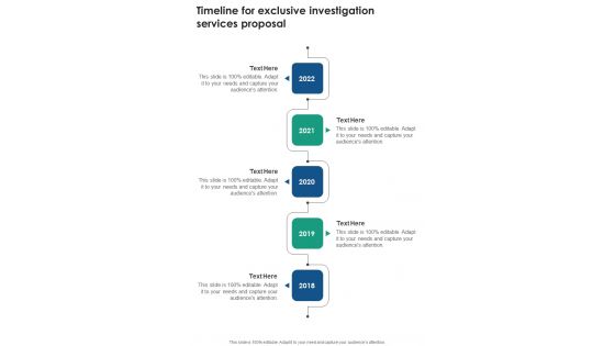 Timeline For Exclusive Investigation Services Proposal One Pager Sample Example Document Timeline For Exclusive Investigation Services Proposal One Pager Sample Example Document