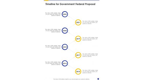 Timeline For Government Federal Proposal One Pager Sample Example Document