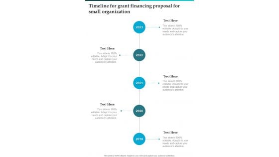 Timeline For Grant Financing Proposal For Small Organization One Pager Sample Example Document