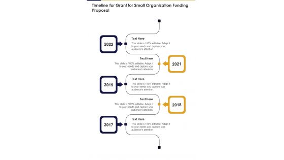 Timeline For Grant For Small Organization Funding Proposal One Pager Sample Example Document Timeline For Grant For Small Organization Funding Proposal One Pager Sample Example Document