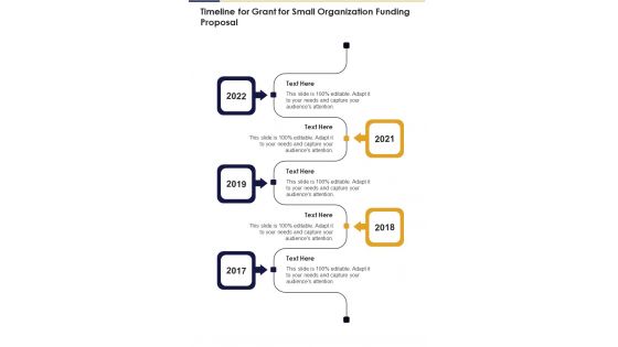 Timeline For Grant For Small Organization Funding Proposal One Pager Sample Example Document