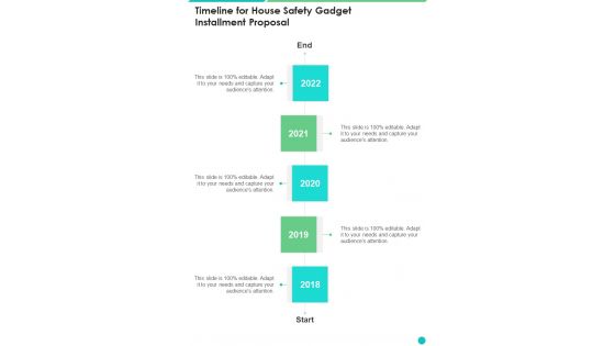 Timeline For House Safety Gadget Installment Proposal One Pager Sample Example Document