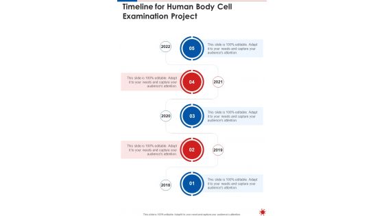 Timeline For Human Body Cell Examination Project One Pager Sample Example Document