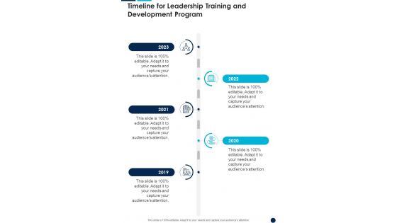 Timeline For Leadership Training And Development Program One Pager Sample Example Document