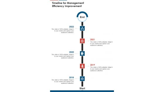 Timeline For Management Efficiency Improvement One Pager Sample Example Document