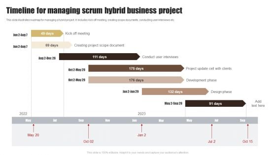 Timeline For Managing Scrum Hybrid Business Project Themes PDF