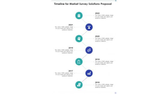 Timeline For Market Survey Solutions Proposal One Pager Sample Example Document