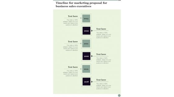 Timeline For Marketing Proposal For Business Sales Executives One Pager Sample Example Document Timeline For Marketing Proposal For Business Sales Executives One Pager Sample Example Document