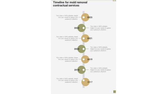 Timeline For Mold Removal Contractual Services One Pager Sample Example Document