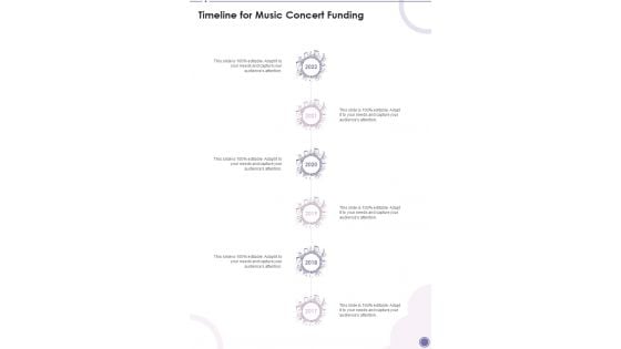 Timeline For Music Concert Funding One Pager Sample Example Document