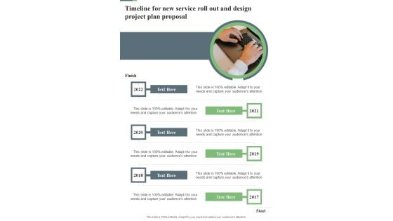 Timeline For New Service Roll Out And Design Project Plan Proposal One Pager Sample Example Document