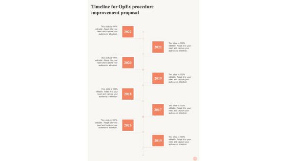 Timeline For Opex Procedure Improvement Proposal One Pager Sample Example Document Timeline For Opex Procedure Improvement Proposal One Pager Sample Example Document