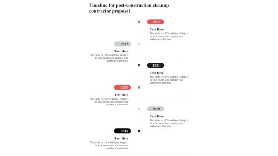 Timeline For Post Construction Cleanup Contractor Proposal One Pager Sample Example Document