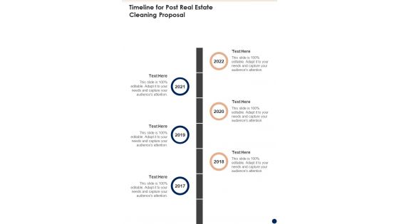 Timeline For Post Real Estate Cleaning Proposal One Pager Sample Example Document Timeline For Post Real Estate Cleaning Proposal One Pager Sample Example Document