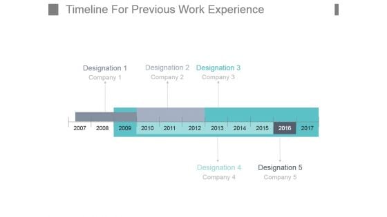 Timeline For Previous Work Experience Powerpoint Graphics