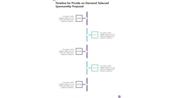 Timeline For Private On Demand Telecast Sponsorship Proposal One Pager Sample Example Document Timeline For Private On Demand Telecast Sponsorship Proposal One Pager Sample Example Document