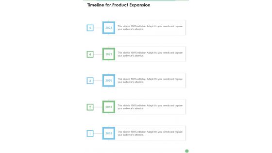 Timeline For Product Expansion One Pager Sample Example Document