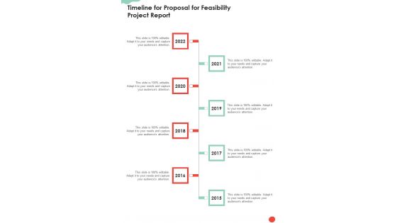 Timeline For Proposal For Feasibility Project Report One Pager Sample Example Document