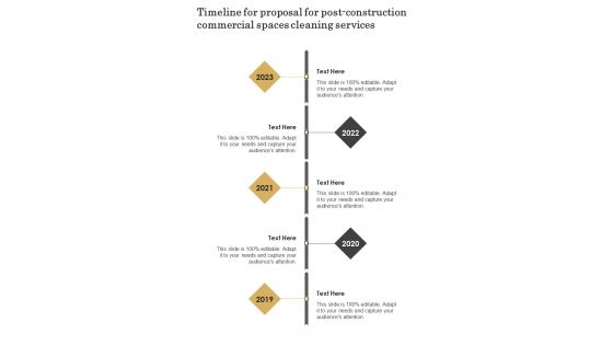 Timeline For Proposal For Post Construction Commercial Spaces Cleaning Services One Pager Sample Example Document