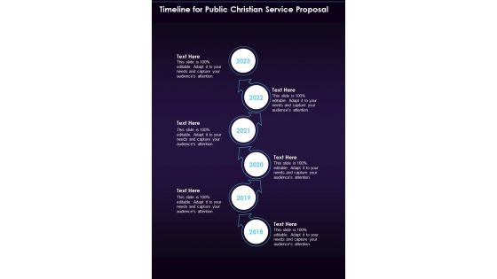 Timeline For Public Christian Service Proposal One Pager Sample Example Document